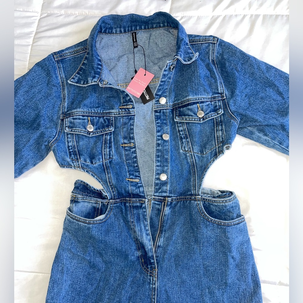 PLT Denim Cutout Jumpsuit TALL